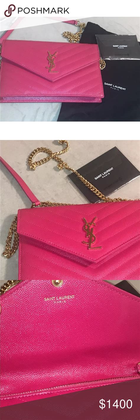 pink ysl wallet on chain|ysl pink cardholder.